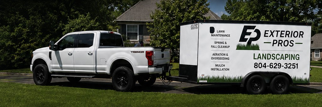 Exterior Pros truck and trailer on site